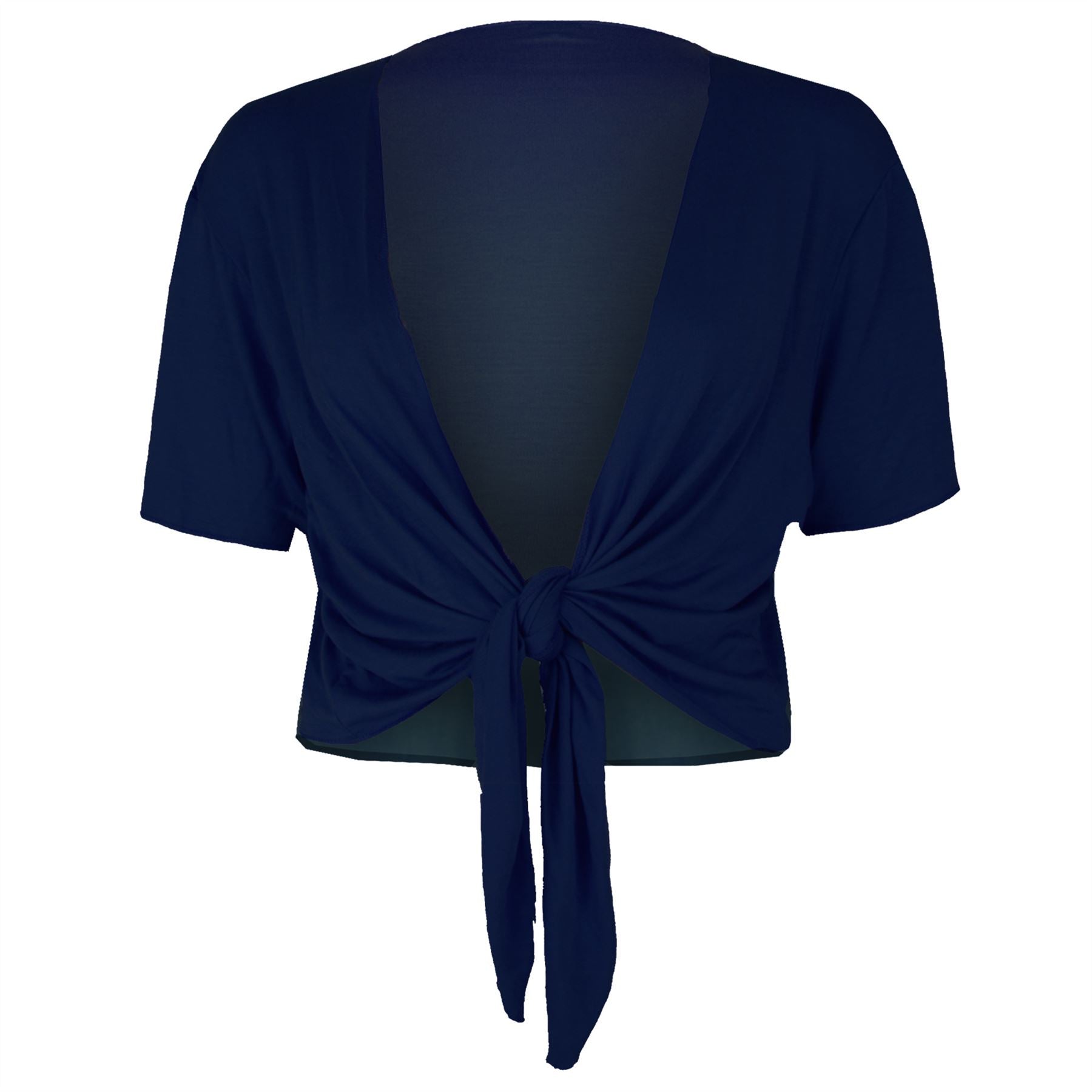 Tie Front Basic Jersey Short Sleeve Shrug