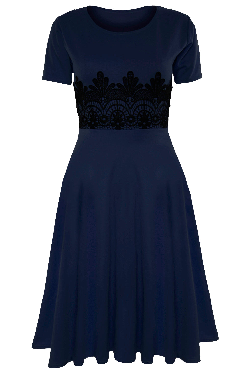 Amarah Cap Sleeve Lace Insert Midi Skater Dress