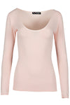 Aria Scoop Neck Long Sleeve Plain T Shirt