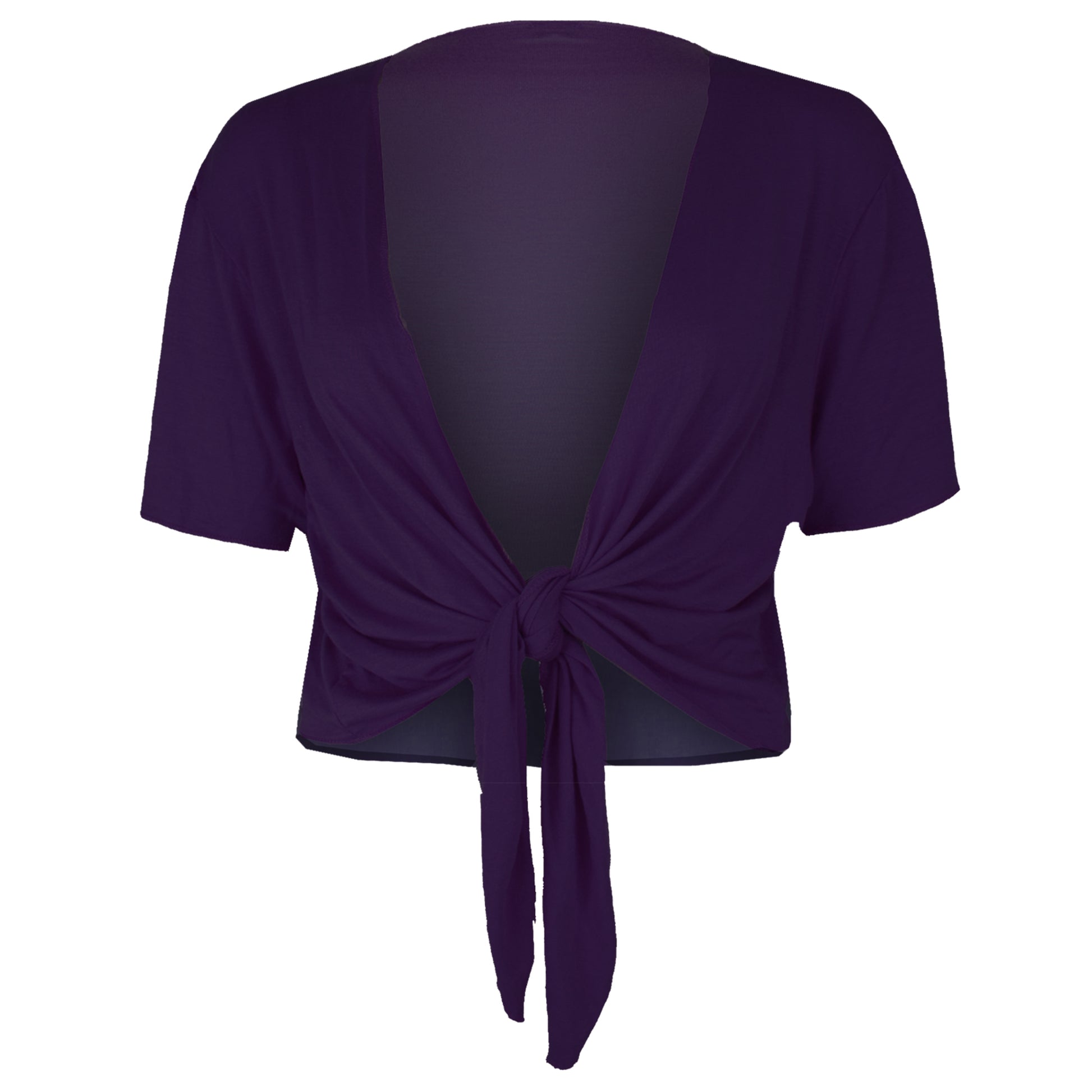 Tie Front Basic Jersey Short Sleeve Shrug