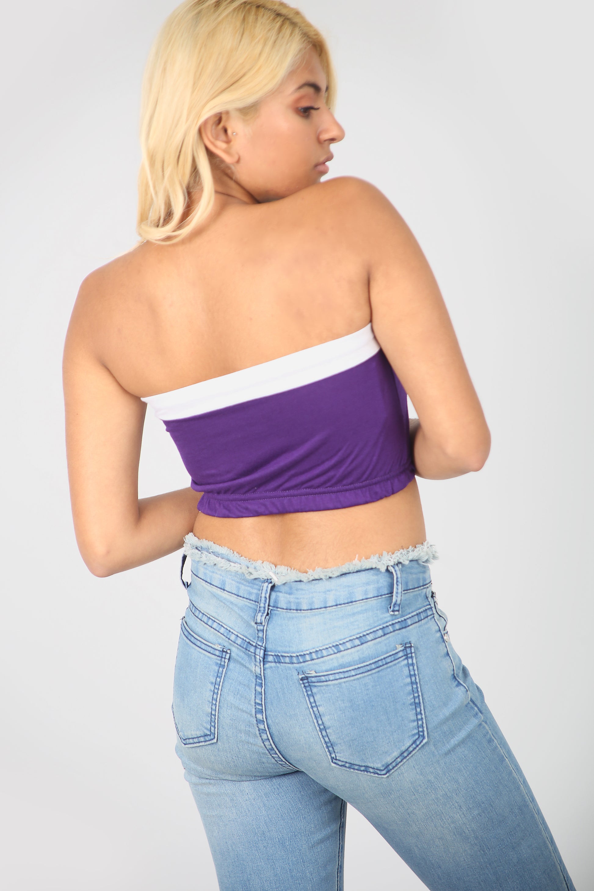 Basic Jersey Monochrome Bandeau Crop Top - bejealous-com