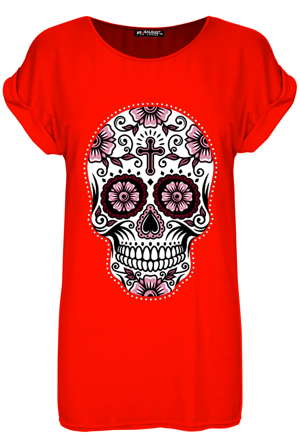 Short Sleeve Skull Print Loose Fit Tshirt