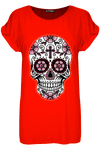 Short Sleeve Skull Print Loose Fit Tshirt