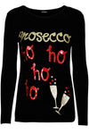 Matilda Christmas Gold Glitter Prosecco Ho Ho Ho Long Sleeve T-Shirt