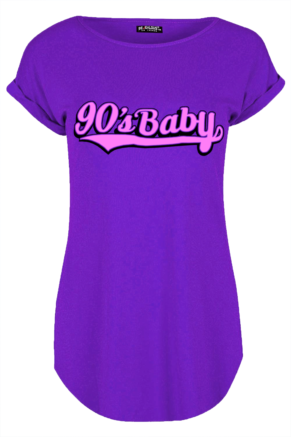 Lily 90s Baby Printed Curved Hem Turn Up T Shirt