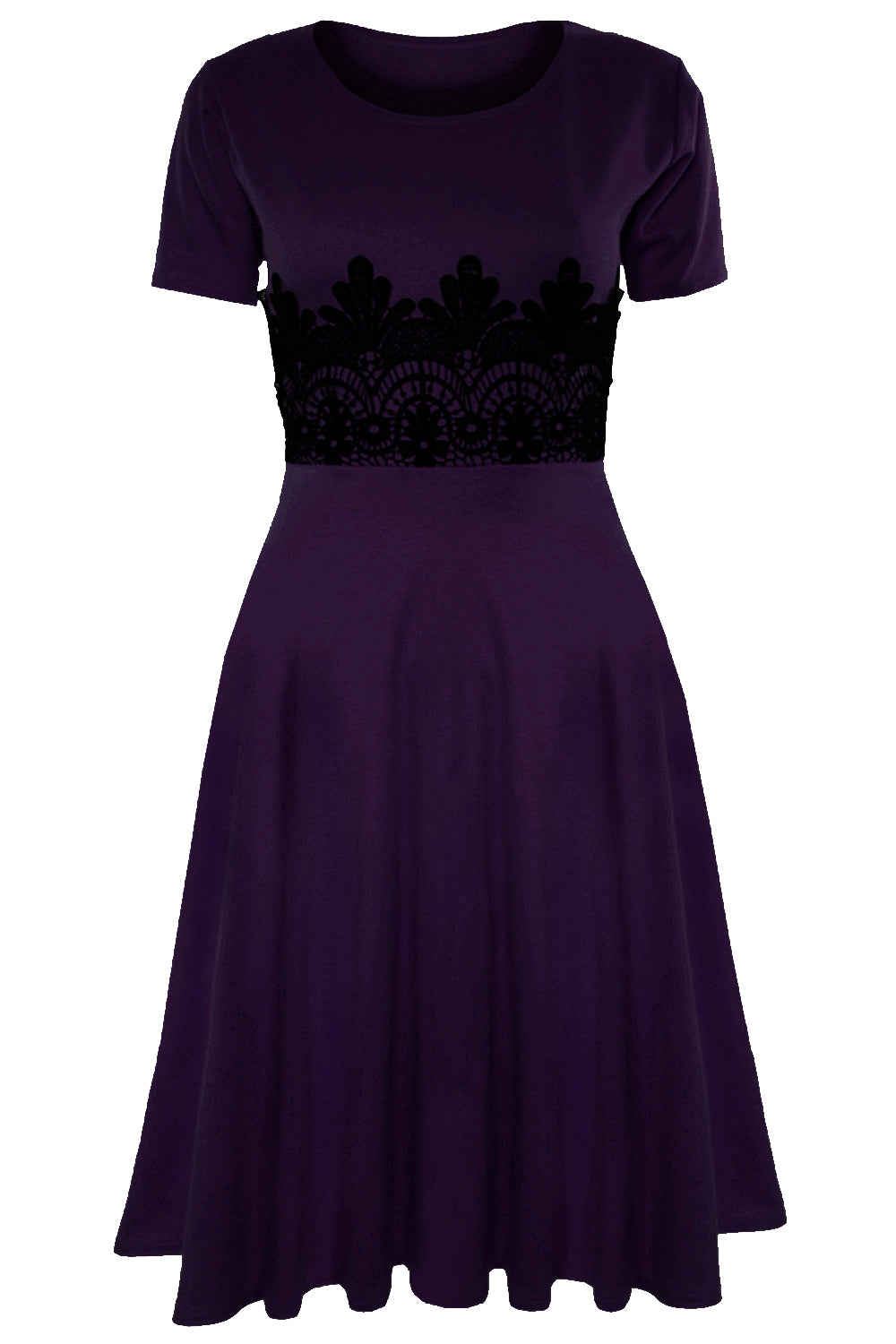 Amarah Cap Sleeve Lace Insert Midi Skater Dress