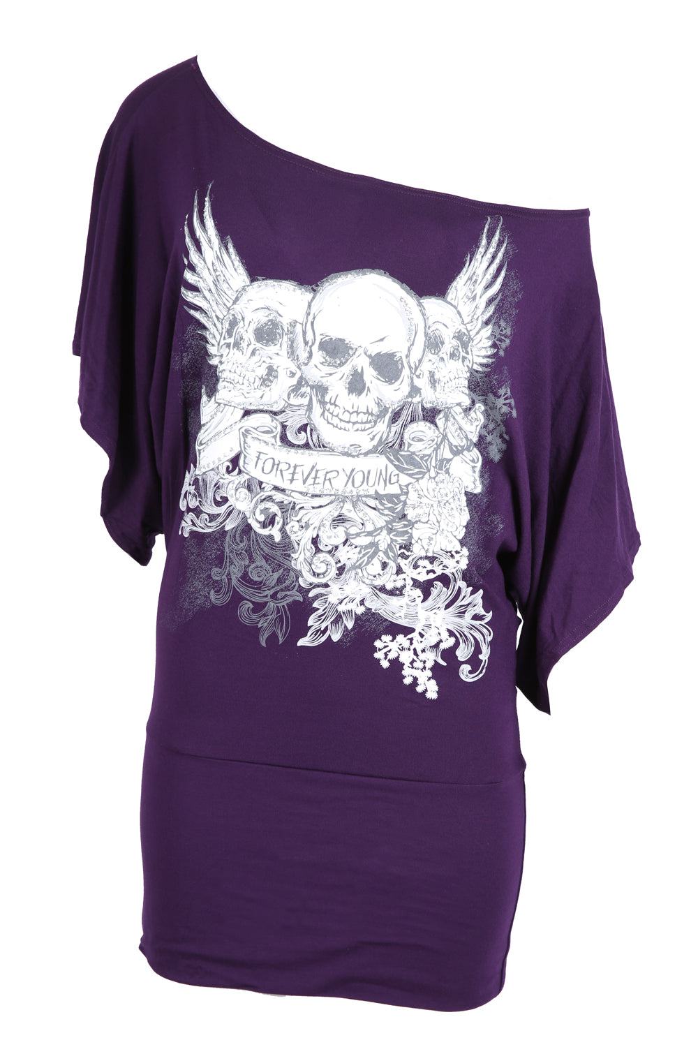 Luna Skull Print Bardot Baggy Tshirt - Be Jealous
