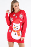 Long Sleeve Snowman Print Jumper Dress - bejealous-com
