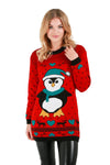 Long Sleeve Christmas Penguin Oversized Knitted Jumper