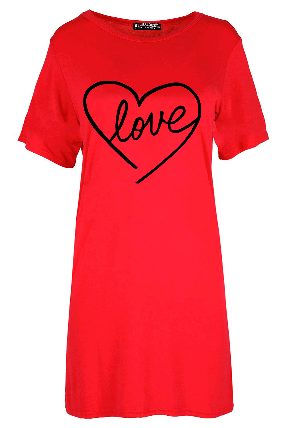Ruby Love Heart Oversized Baggy T-Shirt Mini Dress