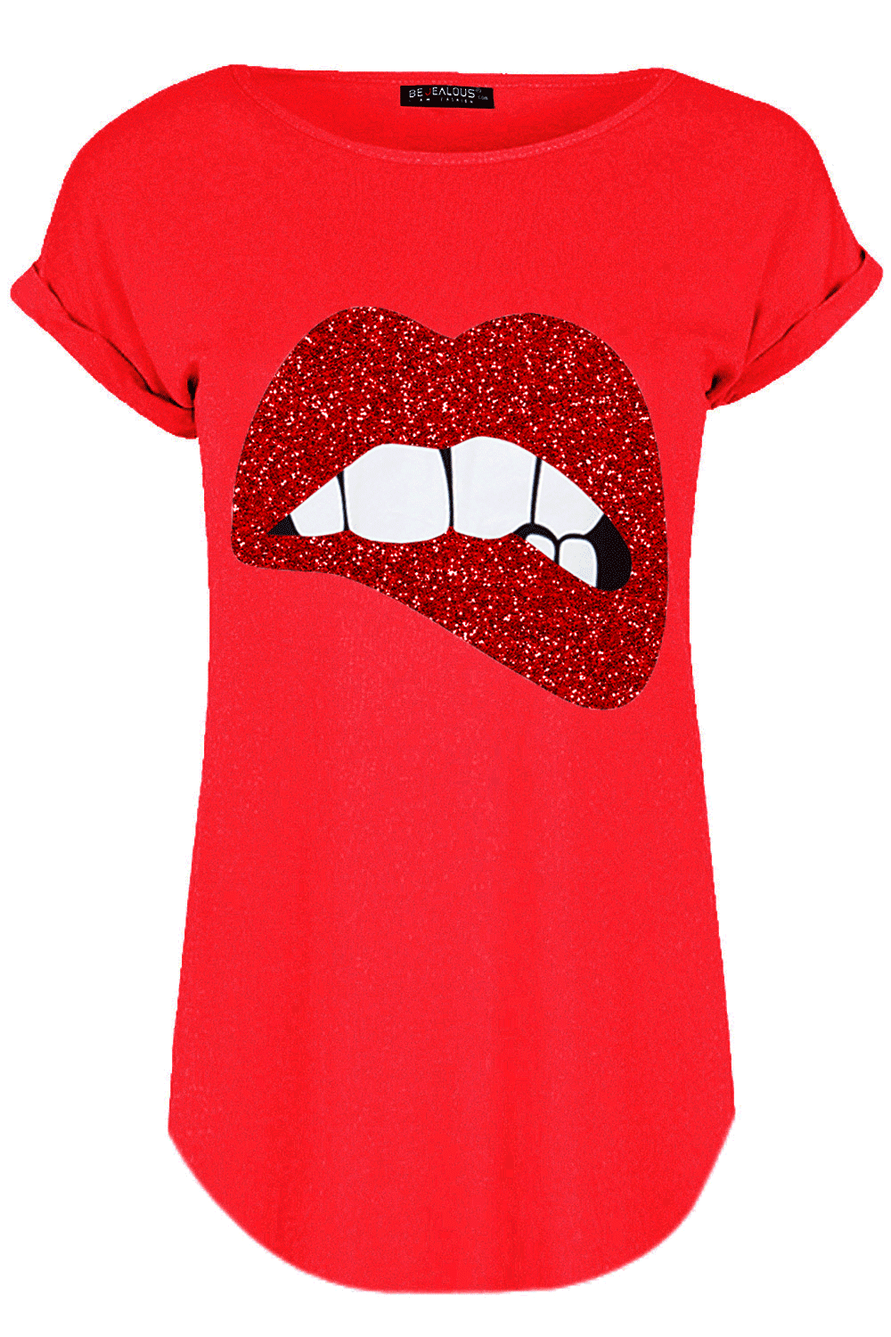 Graphic Print Turn Up Sleeve Baggy Tshirt