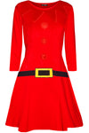 Long Sleeve Elf Print Mini Xmas Dress