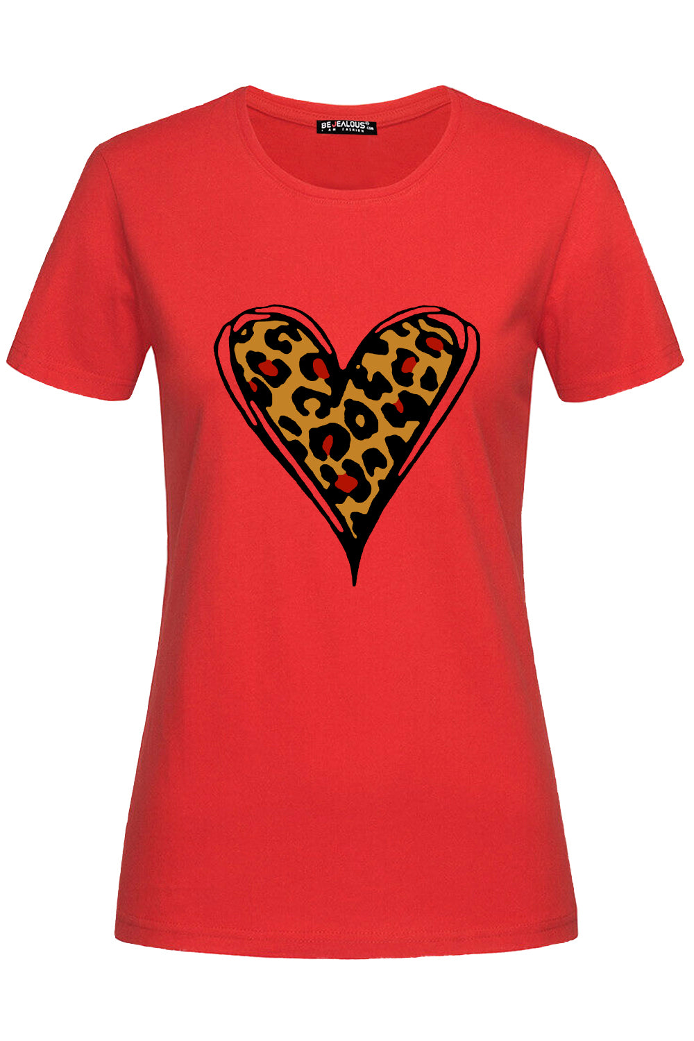 Ella Leopard Heart Casual Gym T-Shirt