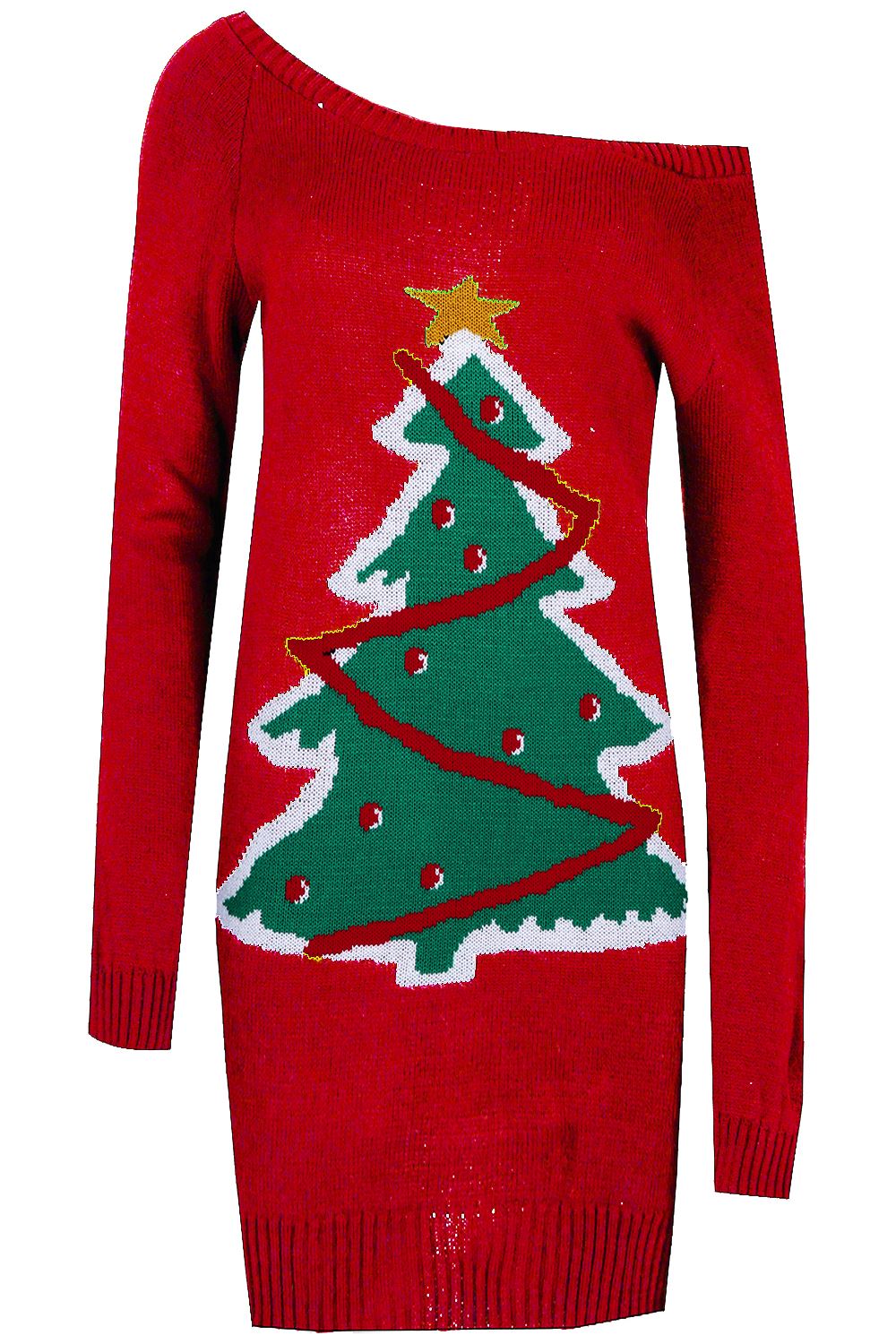 Isla Christmas Tree Star Knit Jumper Dress