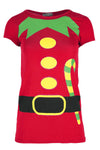 Christmas Elf Graphic Print Cap Sleeve Tshirt - bejealous-com