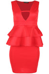 Sarah Plunge Neck Peplum Frill Bodycon