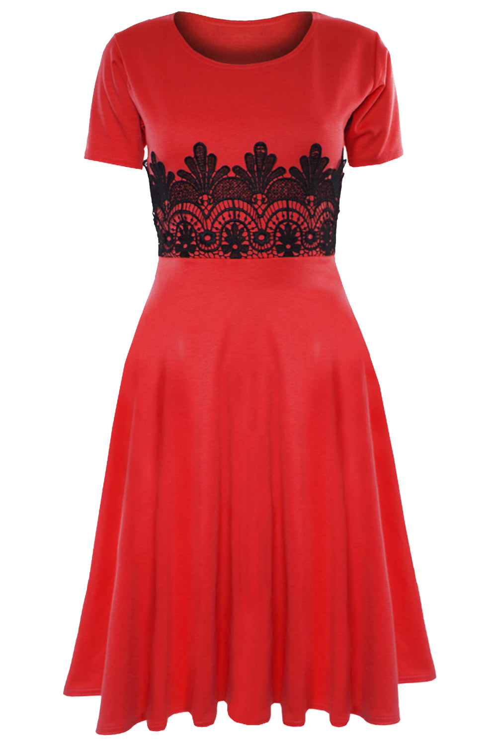Amarah Cap Sleeve Lace Insert Midi Skater Dress