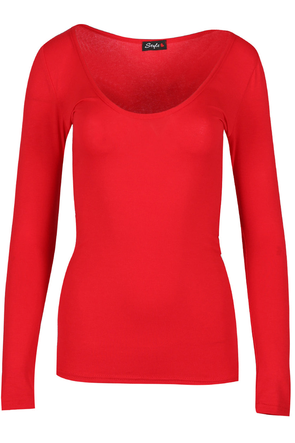 Aria Scoop Neck Long Sleeve Plain T Shirt