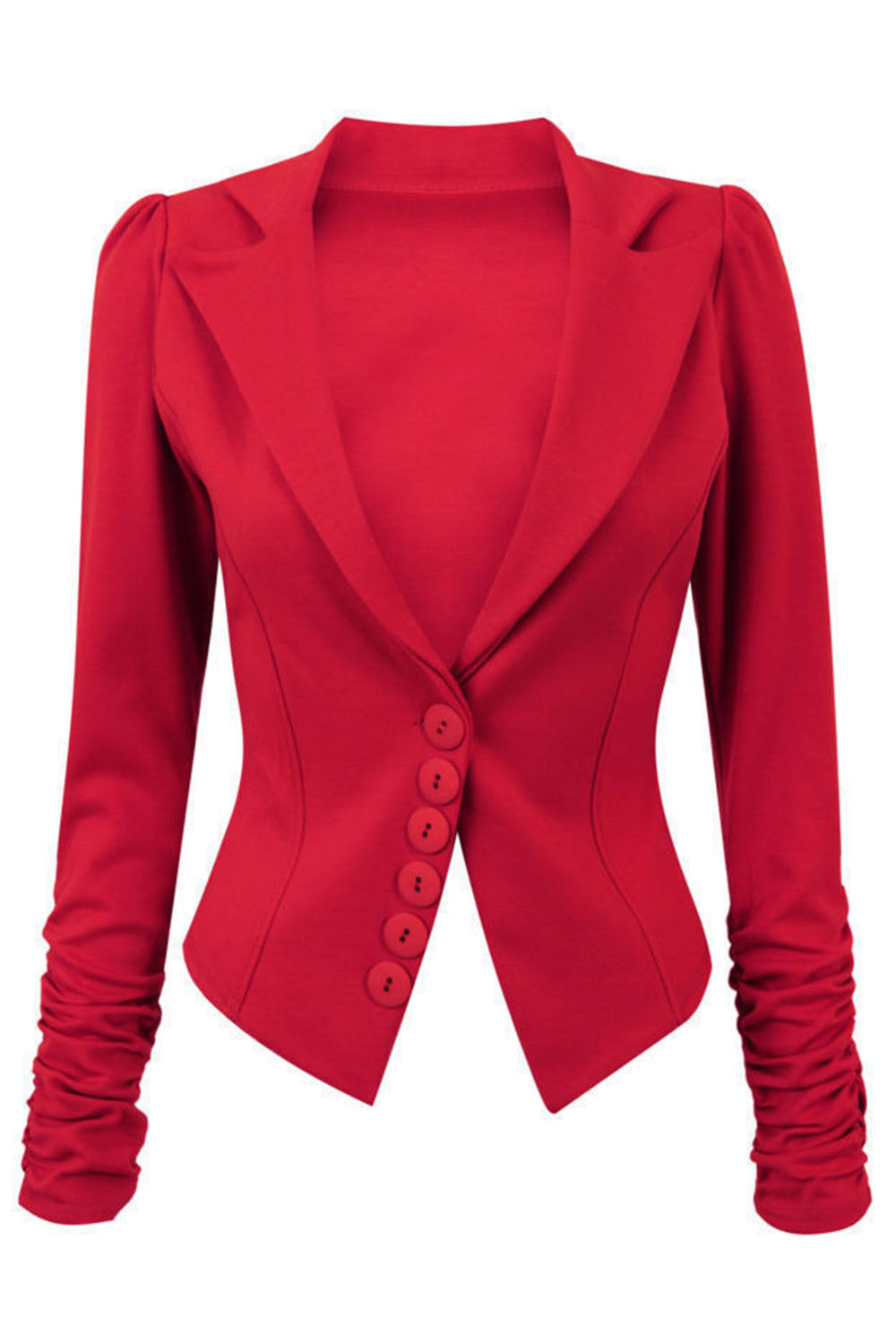 Lily 6 Buttons Ruched Long Sleeve Jacket Blazer