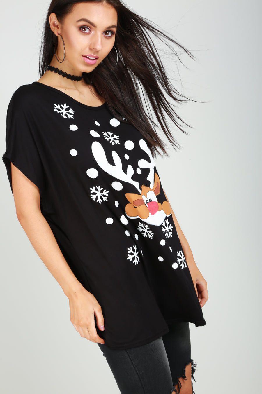 Lily Christmas Printed Batwing T Shirt