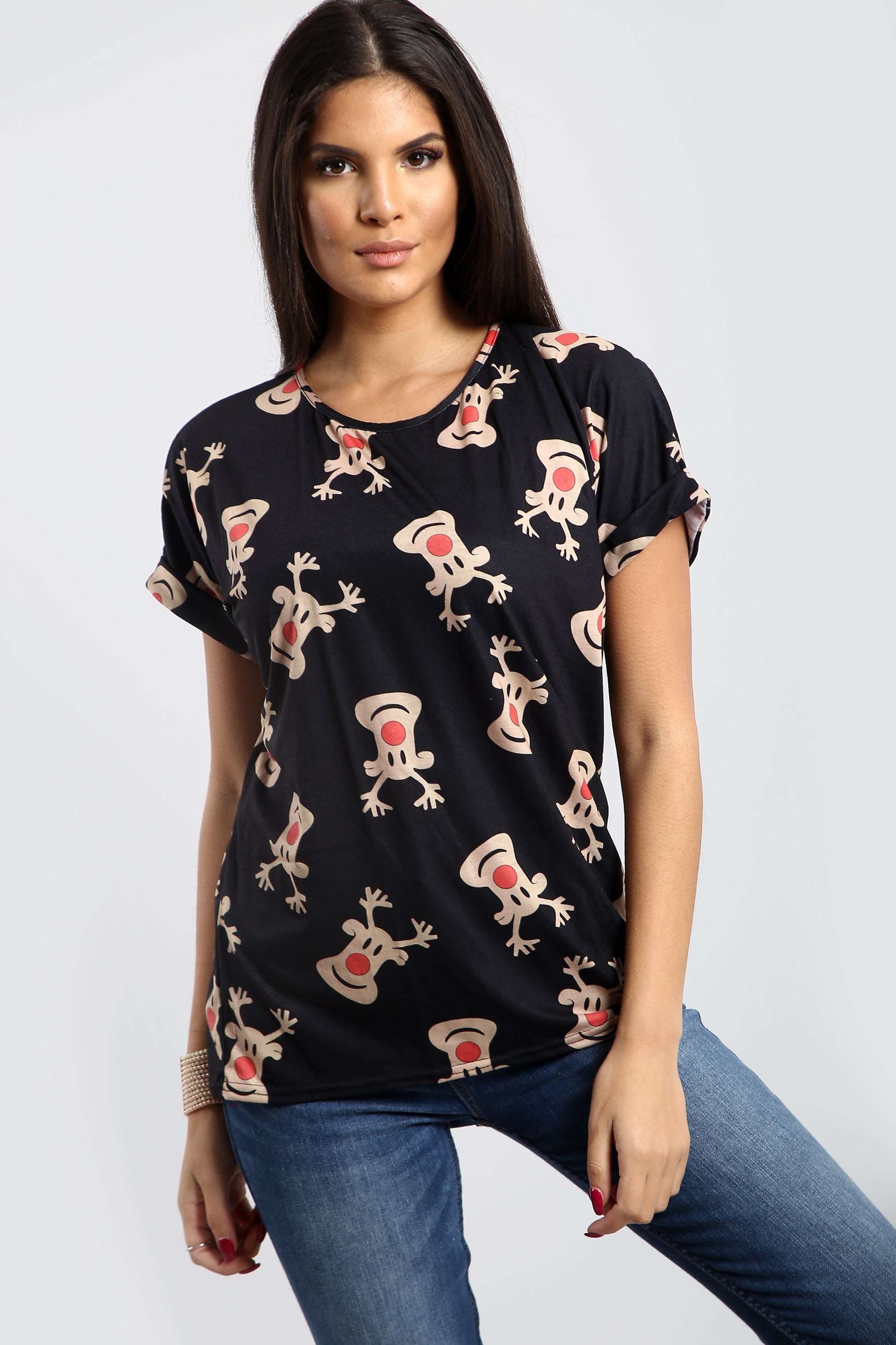 Isla Christmas Santa Reindeer Baggy T Shirt