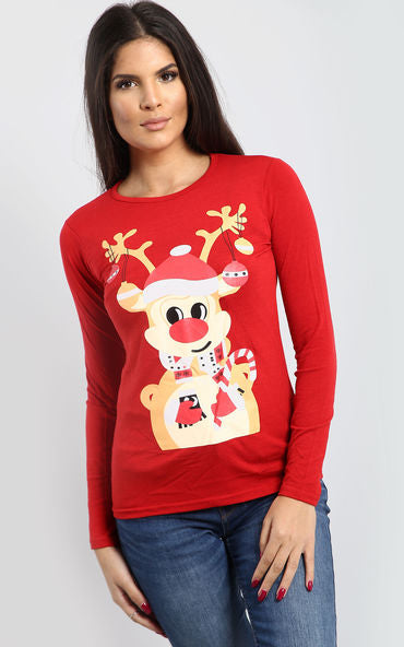 Emily Reindeer Tree Bells Christmas T Shirt