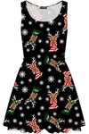 Maisie Christmas Tree Hat Snowman Skater Mini Dress