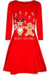 Christmas Print Long Sleeve Swing Dress - bejealous-com