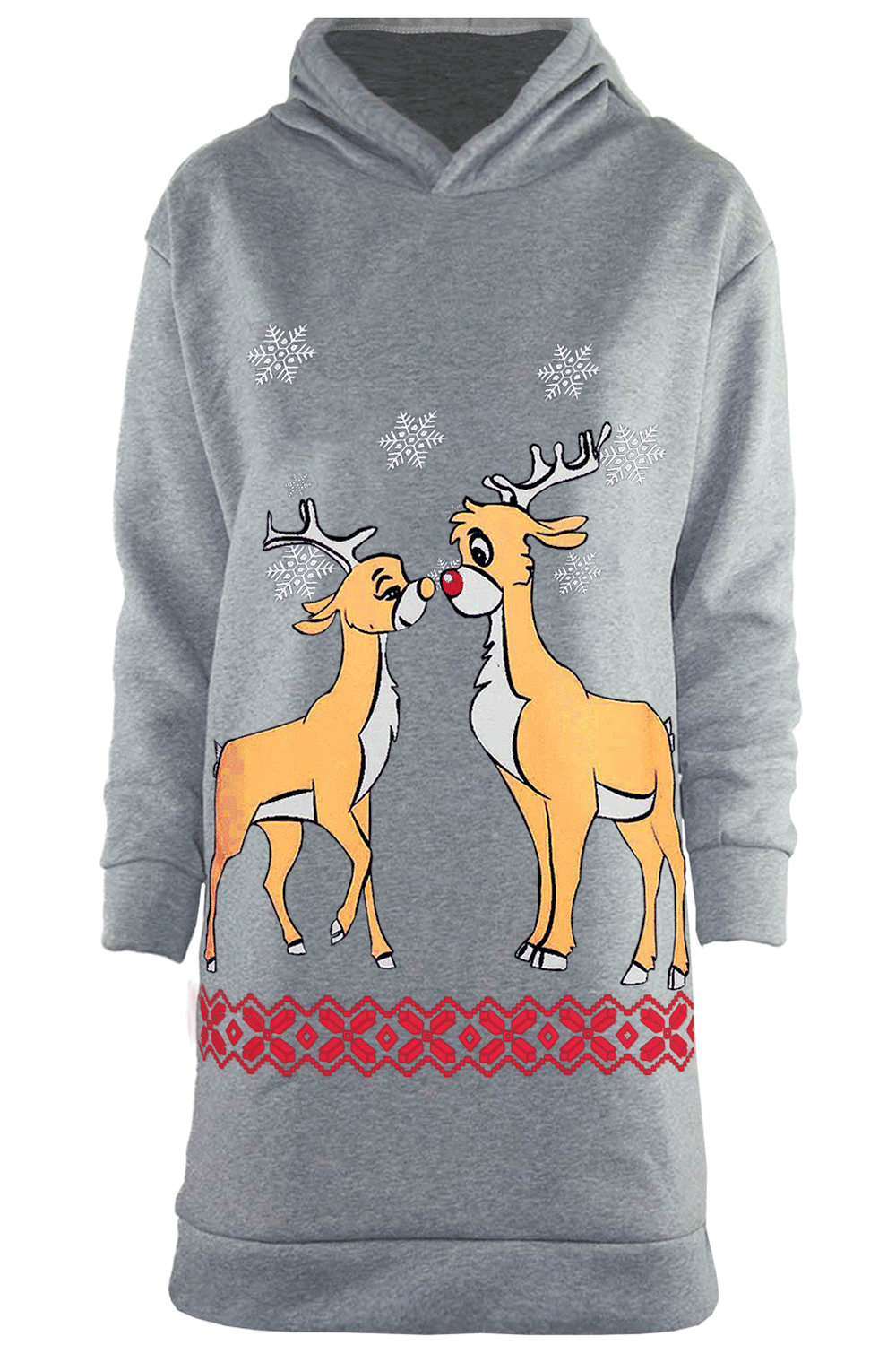 Elsie Long Sleeve Reindeer Graphic Print Christmas Jumper Dress