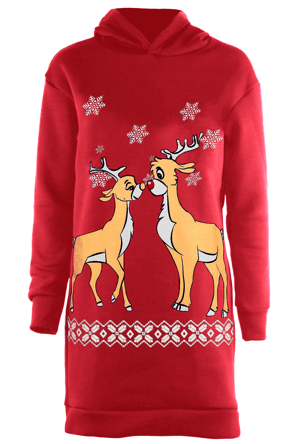 Elsie Long Sleeve Reindeer Graphic Print Christmas Jumper Dress