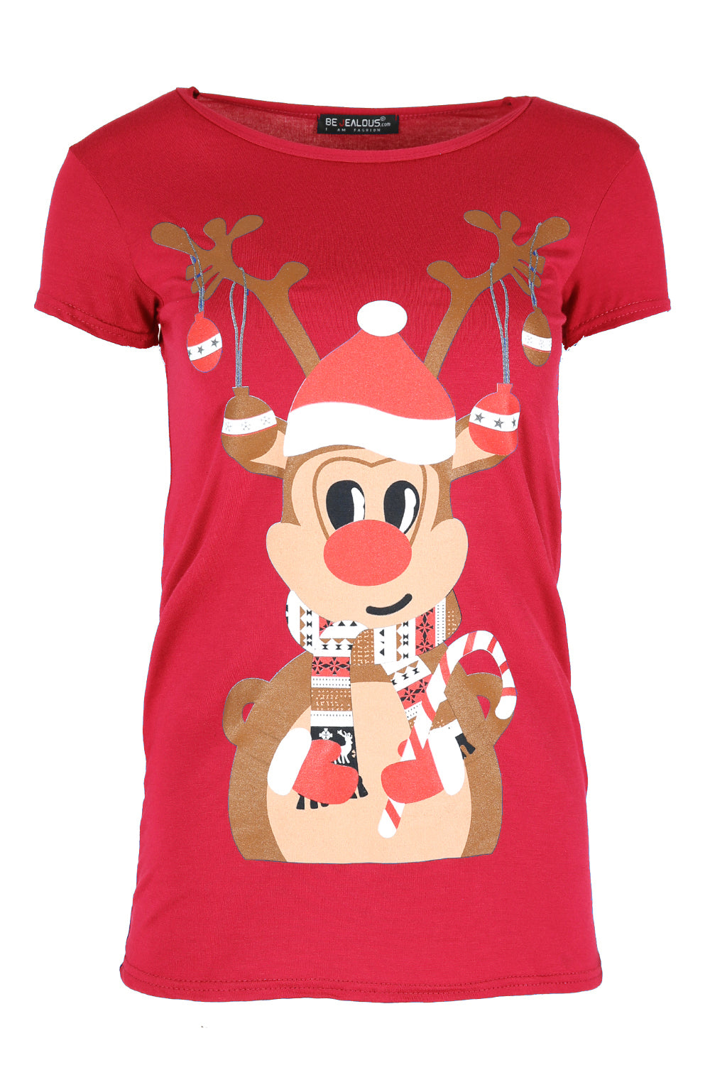 Reindeer Graphic Print Christmas Tshirt - bejealous-com