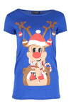 Reindeer Graphic Print Christmas Tshirt - bejealous-com