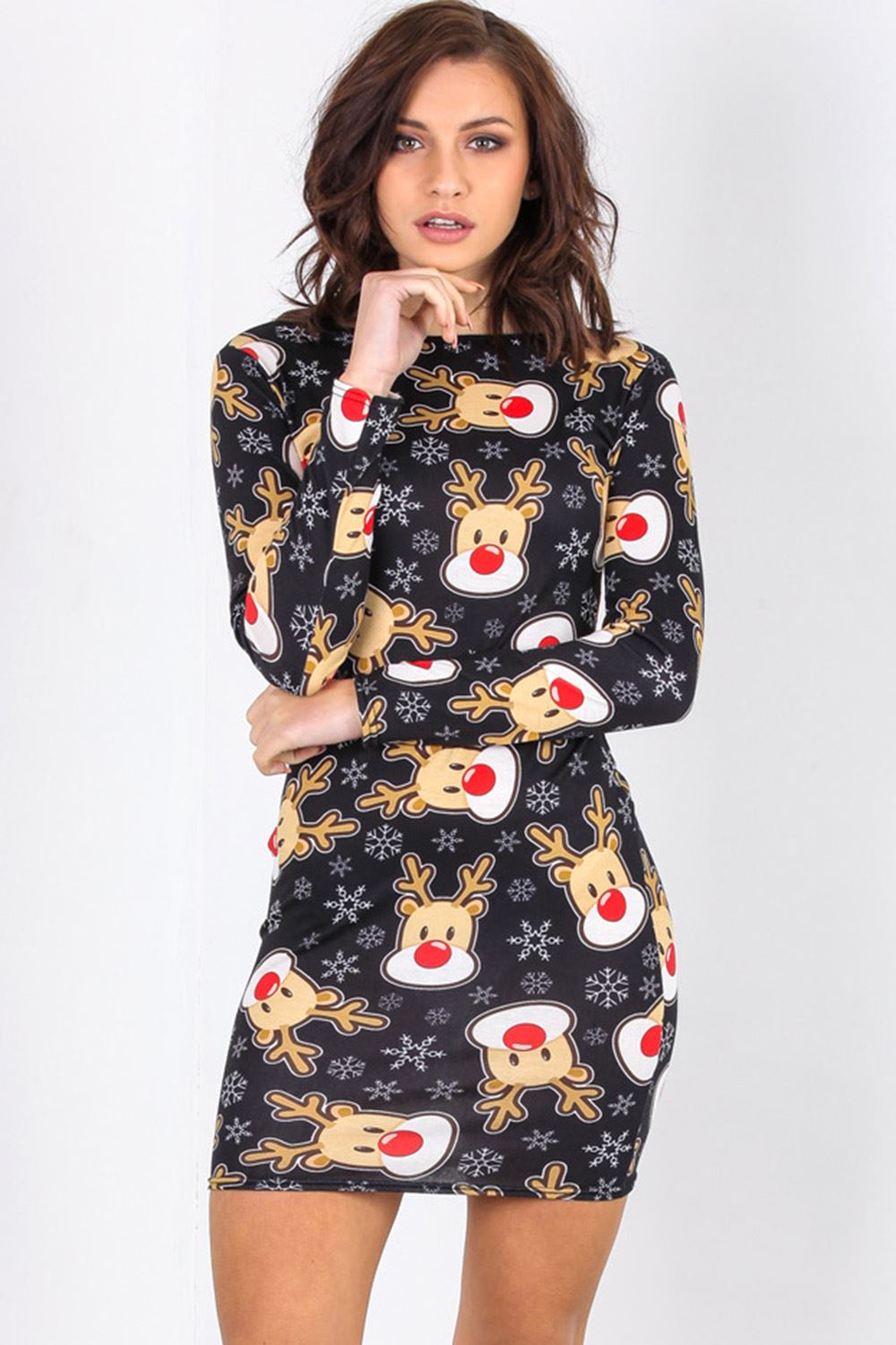 Evie Christmas Santa Rudolph Reindeer Bodycon Dress