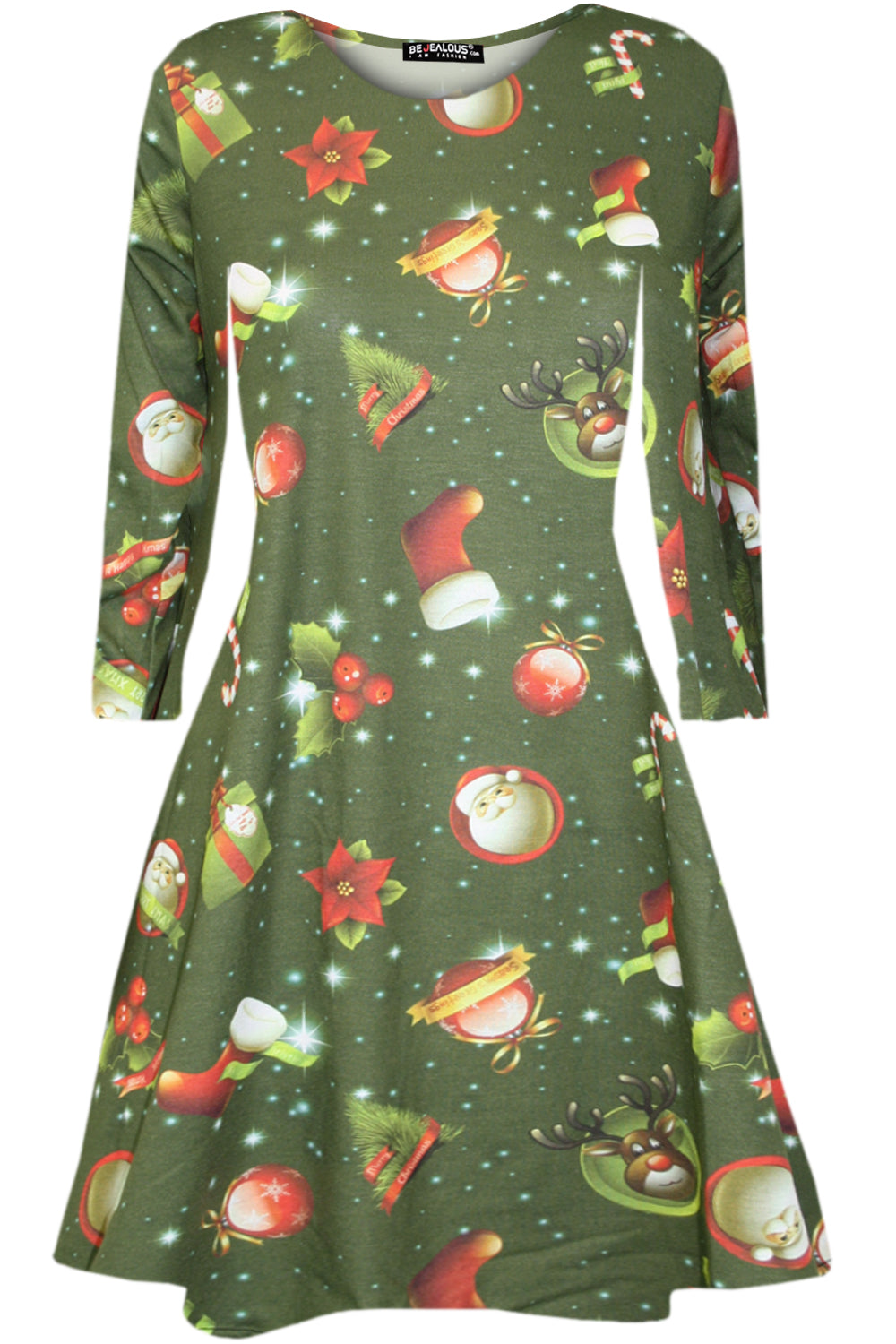 Gracie Long Sleeve Christmas Print Dress