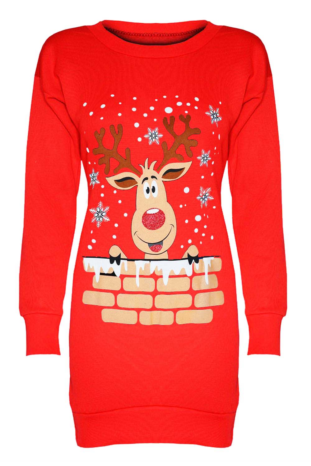 Mila Christmas Santa Reindeer Tunic Mini Dress