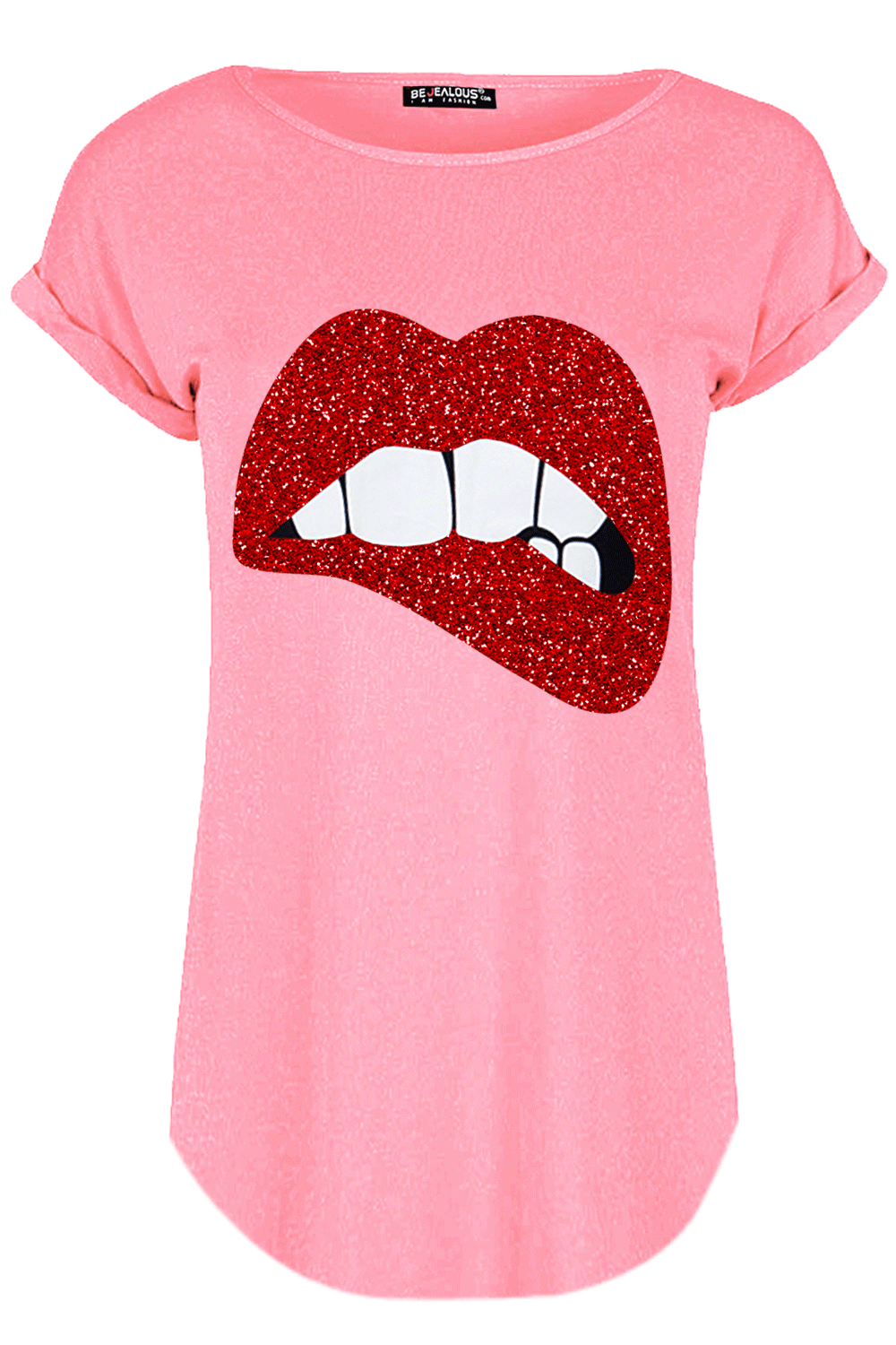 Graphic Print Turn Up Sleeve Baggy Tshirt