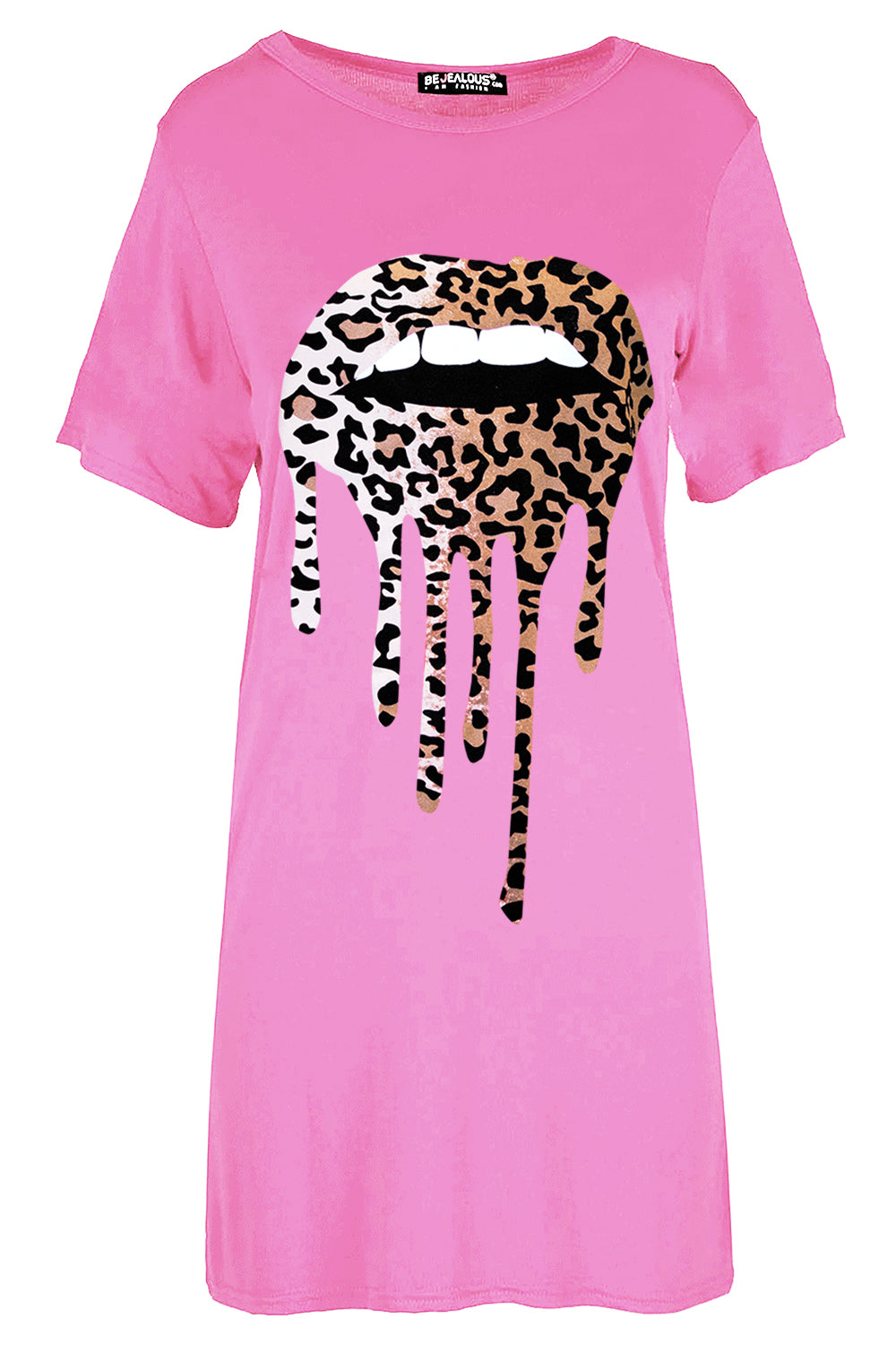 Aria Leopard Lips Oversized T-Shirt Dress