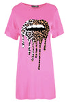 Aria Leopard Lips Oversized T-Shirt Dress