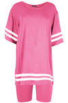 Ava Stripes Cycling T-Shirt Shorts Co-ord Set