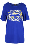 Amelia Gold Foil Lips Printed Baggy Oversized T Shirt