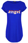 Lily Fire Angel Printed Curved Hem T Shirt