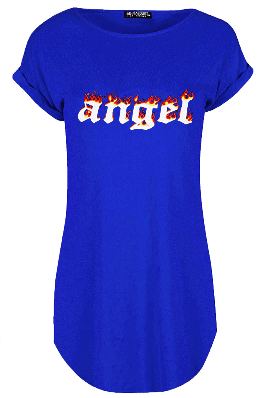 Lily Fire Angel Printed Curved Hem T Shirt