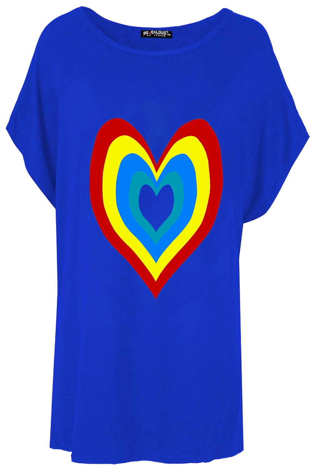 Isla Rainbow Heart Printed Batwing Oversized T Shirt