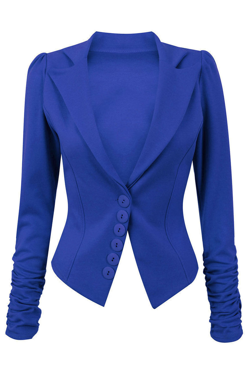Lily 6 Buttons Ruched Long Sleeve Jacket Blazer