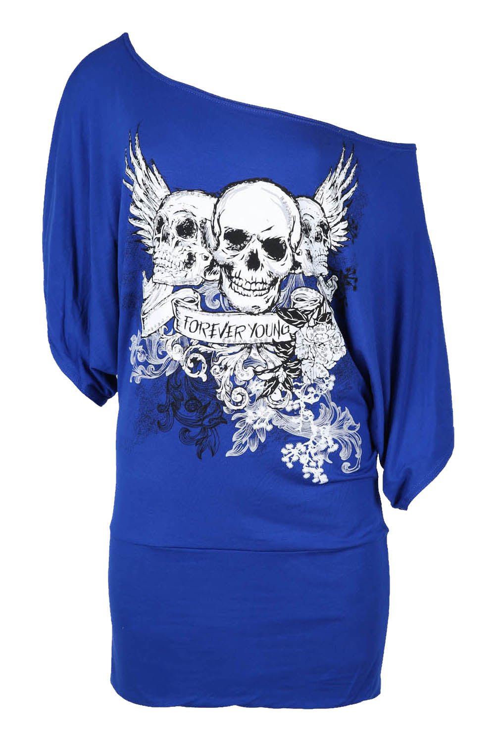 Luna Skull Print Bardot Baggy Tshirt - Be Jealous