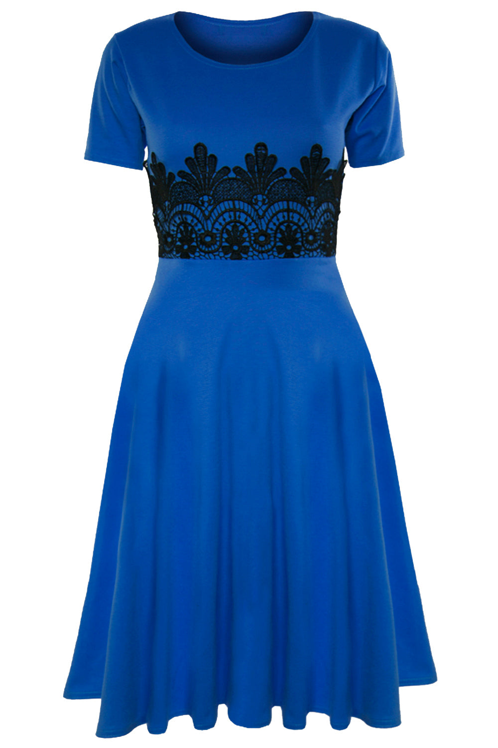 Amarah Cap Sleeve Lace Insert Midi Skater Dress