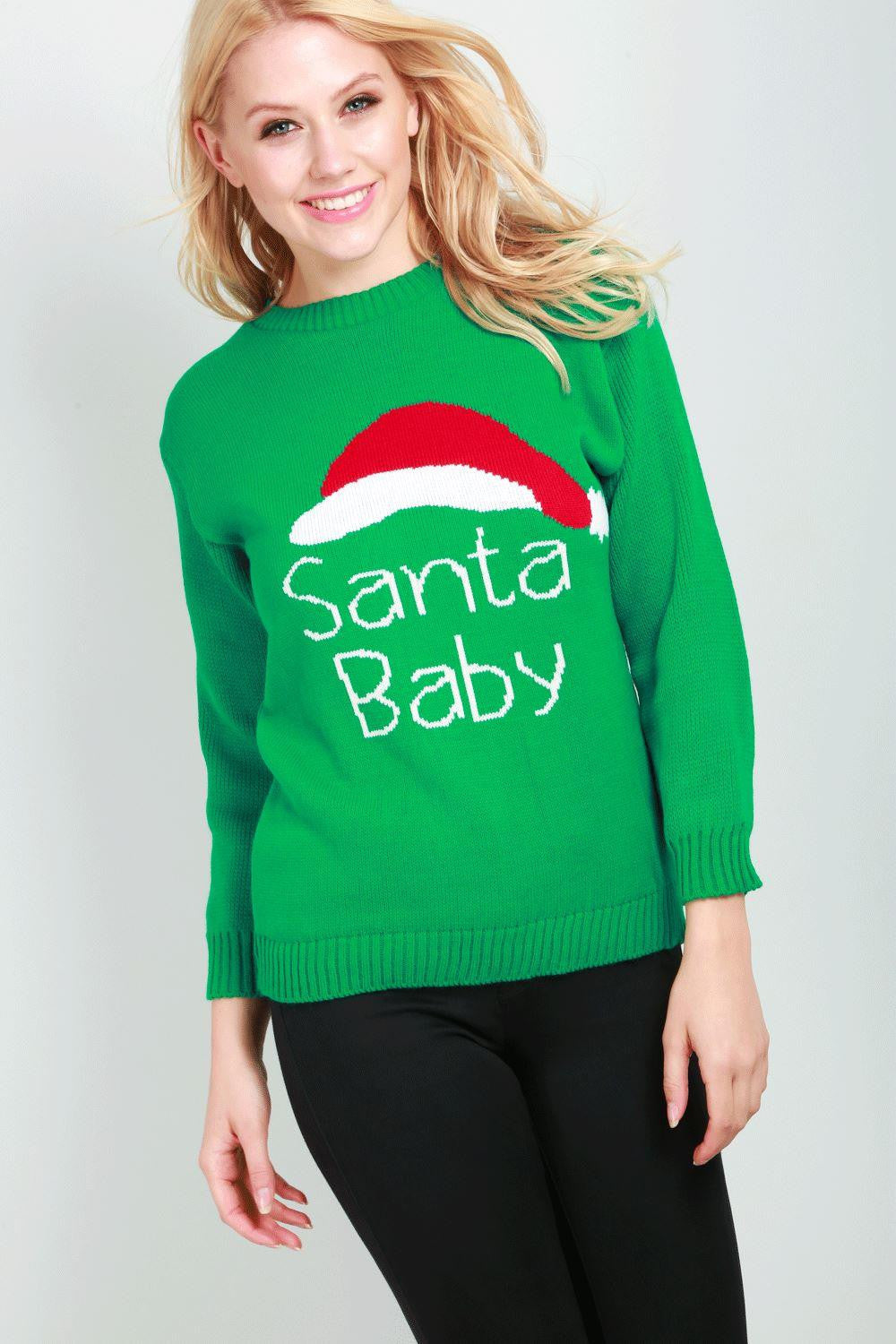Santa Baby Slogan Christmas Jumper - bejealous-com