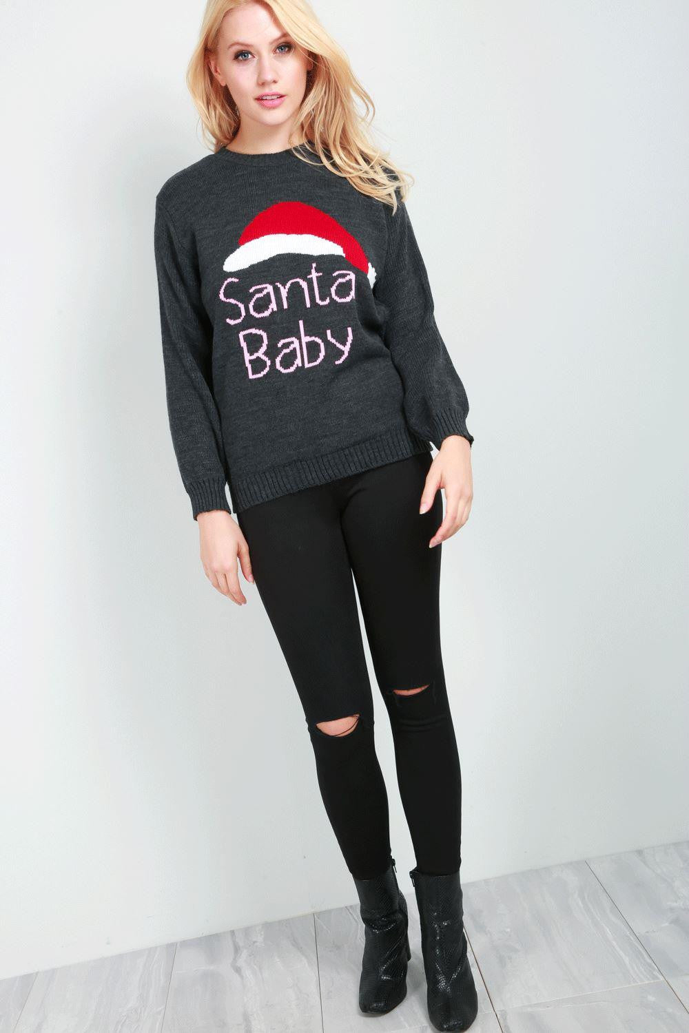 Santa Baby Slogan Christmas Jumper - bejealous-com