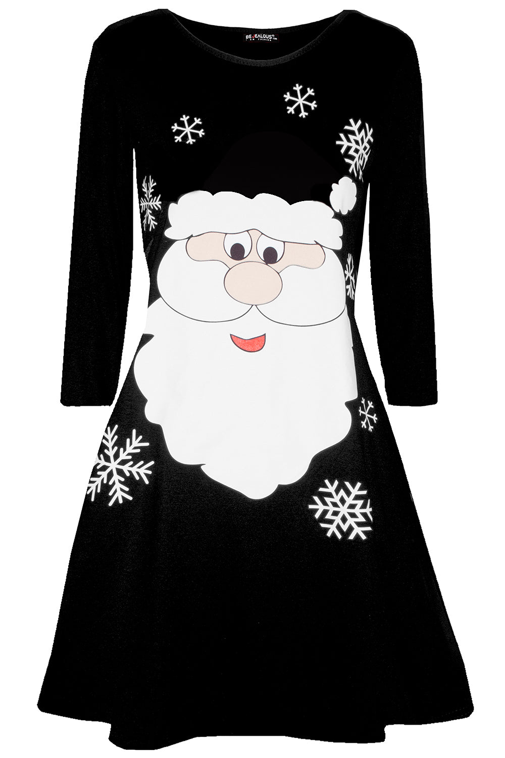 Maisie Xmas Long Sleeve Smock Swing Flared Mini Dress