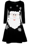 Maisie Xmas Long Sleeve Smock Swing Flared Mini Dress